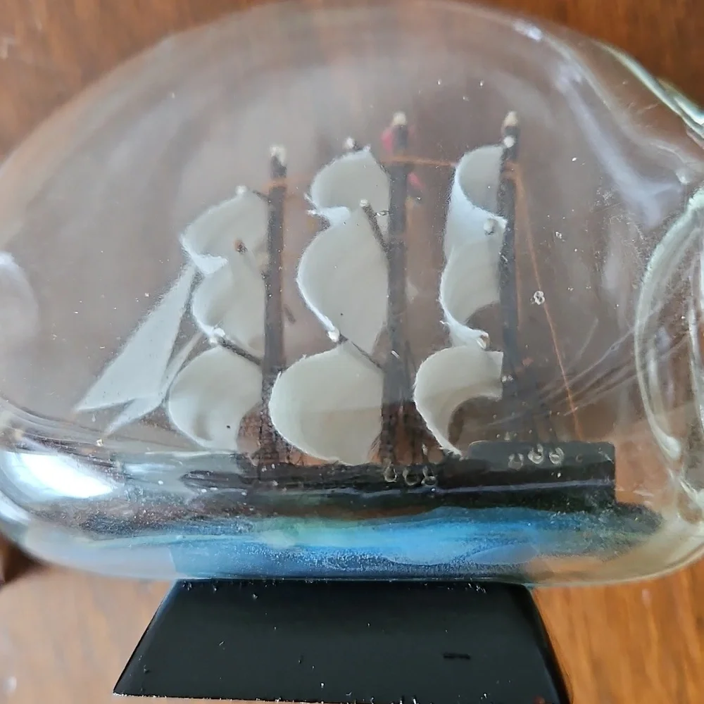 Vintage John Madison Three Mast Ship In A Bottle - Picture 5 of 12